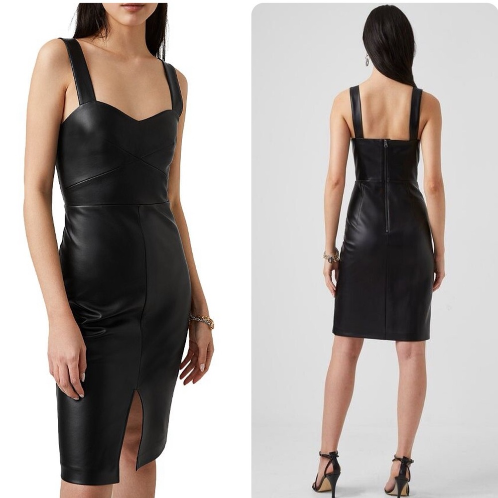 NWT French Connection Crolenda Faux Leather Midi Dress